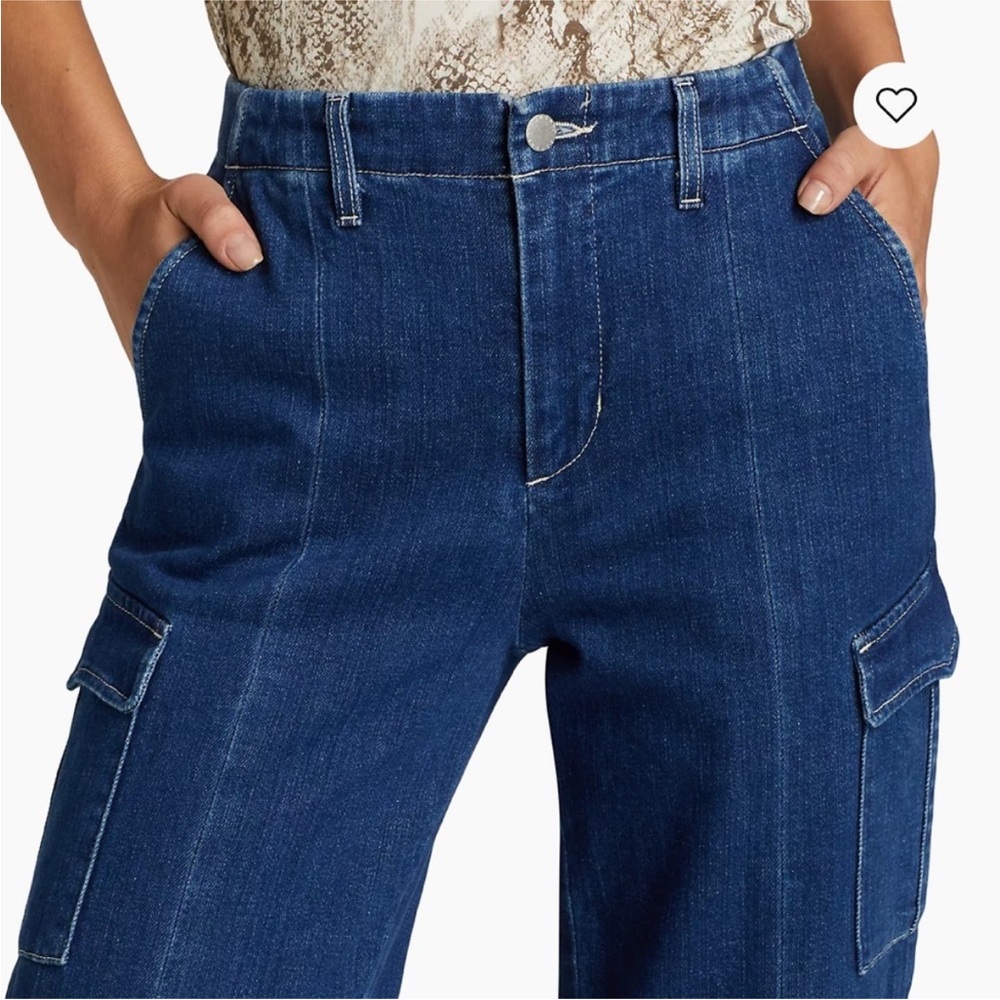 L’AGENCE Brooklyn Wide Leg Cargo Jean Barca Blue 28 High Rise Y2K Denim USA Made - Picture 10 of 15